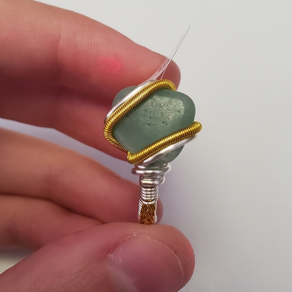 "Forever Fond" Aventurine Handmade Wire Wrap Ring Size 8.25 - Picture 6 of 8